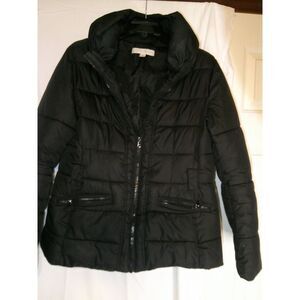 Classic Black‎ Quilted Puffer Jacket with Zip Pockets Winter Coat